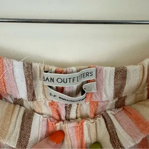 Urban Outfitters Chance Stripe Pant Linen Pull On Neutral Multi Small thumbnail 4