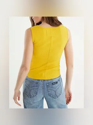 NWT Free People We The Free Hummingbird Tank - Solar Flare Yellow - Large thumbnail 4