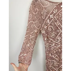 Adrianna Papell Sequin Beaded Boat Neck Dress Cocktail Rose Quartz US 4 NWT thumbnail 11