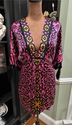 Hale Bob Silk Bohemian Tunic Dress – Size Small thumbnail 1