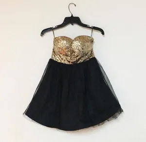 Strapless Sequin Gauze Organza Dress Multiple thumbnail 3