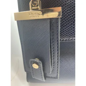 Dune London Navy Blue Structured Satchel Handbag Gold Hardware Women's Purse thumbnail 15