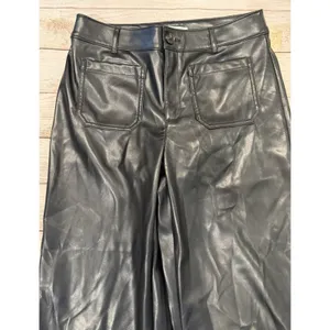 Ann Taylor LOFT Women’s The Palmer Wide Leg Black Faux Leather Pants 6P thumbnail 2