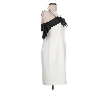 Alex Marie Cleo Dress Womens 10 White Black Bow Sheath Mini Bridal Wedding party thumbnail 4