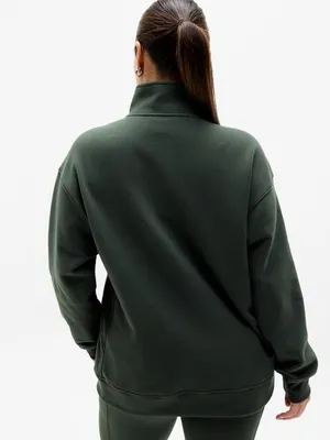 New Athleta M Forever Fleece 1/4 Zip Sweatshirt Elm Green Medium thumbnail 4