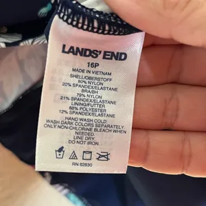 Lands End Tankini Top 16P Navy Floral Shirred Adjustable Straps Swim Women Plus thumbnail 4