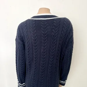 [VICI] Navy Blue White V-Neck Chunky Cable Knit Oversized Sweater Dress NWT XL thumbnail 8