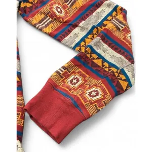 Womens Southwestern Aztec Print Long Sleeve Crew Neck Top Burgundy‎ Orange Small thumbnail 6