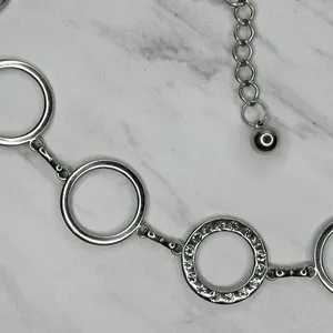 Rhinestone Open Hoop Circle Silver Tone Chain Link Belt One Size (OS) ✨ thumbnail 7