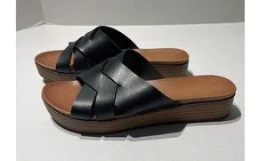 Rock & Candy Calilea Slide Sandals Black Faux Leather Size 9.5 New thumbnail 1
