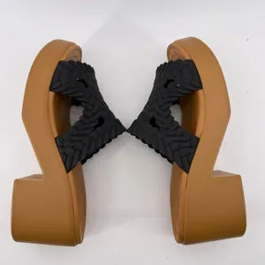 Crocs Brooklyn Woven Slide Block Heels Sandals Black Women 10 Chunky Comfy Y2K thumbnail 7
