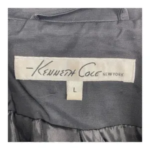 Kenneth Cole Black Trench Coat Sz L thumbnail 2