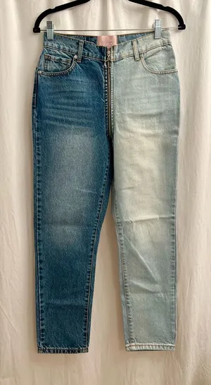 Revice Denim Two-Tone Straight Leg Jeans - Dark Blue & Light Blue thumbnail 1