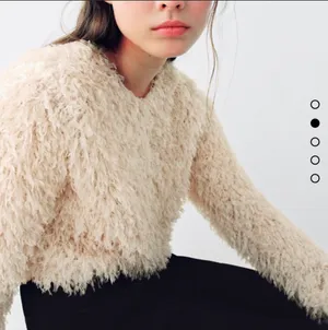 Beige Feather Effect Sweatshirt Sweater Top thumbnail 9