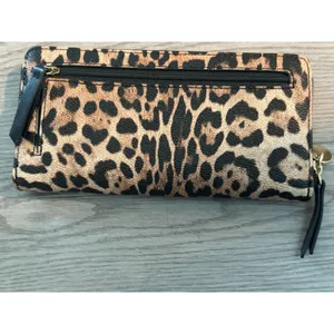 Nine West Cheeetah Black Gold Zip Wallet thumbnail 2