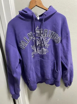 Y2K Palm Springs Purple Hoodie Letter Embroidery Sz L thumbnail 1