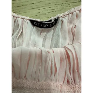VTG Victoria's Secret Baby Pink Pleated‎ Chiffon & Lace Halter Babydoll thumbnail 3