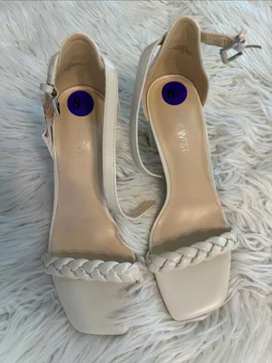 Nine West Cream Braided Ankle Strap Block Heel Sandals size 8,5 brand new thumbnail 8