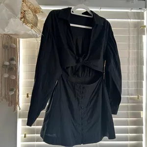 For Love & Lemons Black Cutout Tie Front Mini Dress organic cotton Size M thumbnail 4