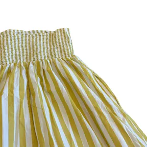 A New Day Yellow White Striped Maxi Dress Sundress Strapless Cotton Size Medium thumbnail 10
