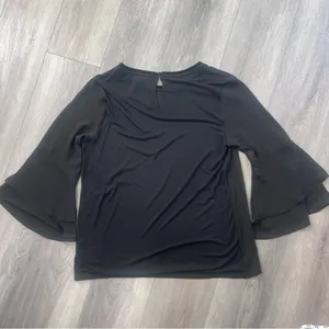 Loft Elegant Black Women's Top with Bell Sleeves Large New thumbnail 5