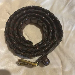 Source Unknown BROWN LEATHER BELT THICK INTERLOCKING LEATHER MADE IN ARGENTINA SIZE40 LENGTH50” thumbnail 5