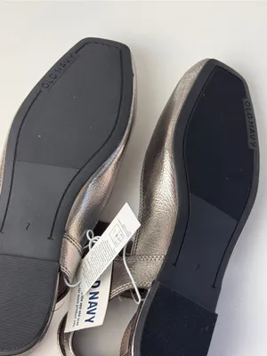 Old Navy Metallic Mary Jane Ankle Wrap StrapLow Heel Ballet Flats Size 7 thumbnail 4