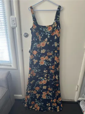 Lulu's Navy Floral Square-Neck Maxi Dress with Thigh Slit thumbnail 8