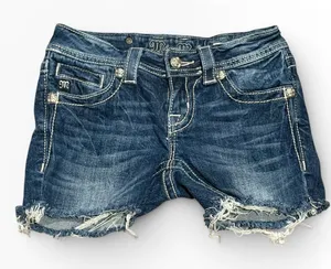 Miss Me Angel‎ Wings Cross Bling Distressed Denim Low Rise Y2K Bermuda Shorts 25 thumbnail 1