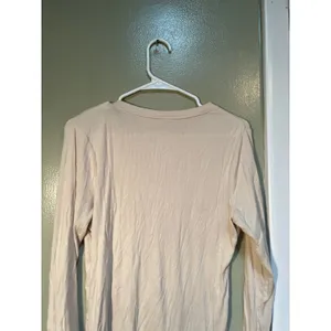 A New Day Women's Size Small Long Sleeve Ribbed T-Shirt Crewneck Beige Stretch thumbnail 9