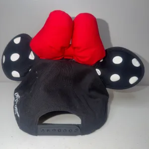Disney Parks Women's Adjustable Hat Minnie Mouse Ears Cap Black Bow Polkadot thumbnail 2