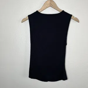 Paige Womens Sidonia Black Sleeveless Ruched Tank Top Size Large thumbnail 7