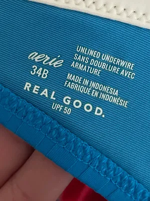 Aerie Ribbed Bikini Two Piece Set Underwire Bikini Top 34B & Tie Bottoms Medium thumbnail 3