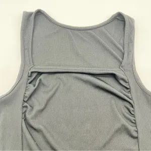 Black Ribbed Sleeveless Women's Tank Top thumbnail 3
