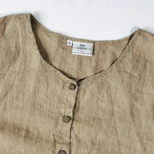 Hot Cotton Marc Ware‎ Linen Top Sleeveless Womens XL Relaxed Lagenlook Tan Beige thumbnail 2