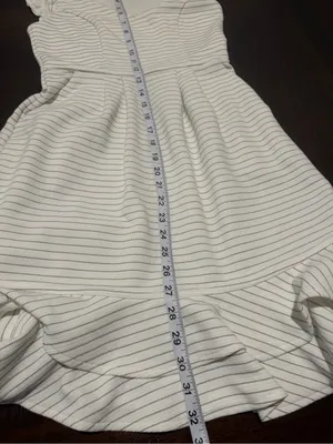 Maeve white and black Dress with Tan Stripe Ruffle Hem size 0 side pockets thumbnail 8