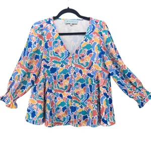Tuckernuck Marguerite Blouse Small‎ Blue thumbnail 2
