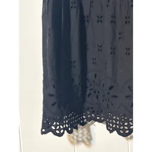 LOFT Womens Black Eyelet Dress Sleeveless Scalloped Hem Fit Flare Size Small thumbnail 3