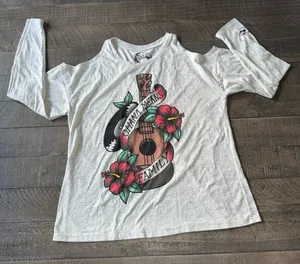 Disney Women's‎ "Ohana Means Family" Gary peek a boo shoulder tee size Large thumbnail 1