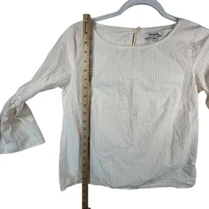 Madewell‎ Striped Bell Sleeve Blouse Cotton Top Boho Romantic XS thumbnail 5