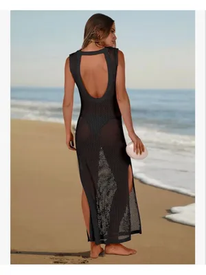 NEW Crochet Cover Up Sleeveless Hollow Knit Bikini Swimwear S thumbnail 9