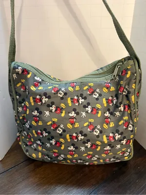 Disney's Mickey Mouse Olive Green Canvas Print Hand Shoulder Bag Purse thumbnail 4