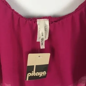 Pitaya Womens Size S Pink Chiffon Bandeau‎ Crop Top thumbnail 6
