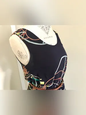 Hot & Delicious Navy Multicolor ‘Show me the Ropes’ Print Dress Sz S/M thumbnail 4