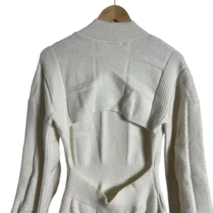 Area Stars White Open Back Knit Long Sleeve Mock Neck Sweater Mini Dress Size M thumbnail 12