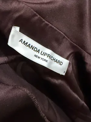 Amanda Uprichard Felix Long-Sleeve Satin Jumpsuit in Cocoa Brown Size Medium thumbnail 4