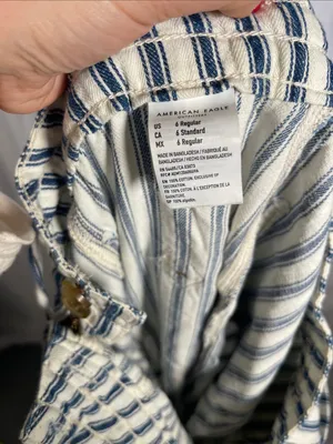American Eagle Womens High Rise Blue White Stripe Tapered Pants Coastal 6 thumbnail 4