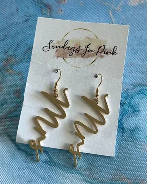 MRS & BRIDE Gold Script Bridal Drop Earrings Bundle thumbnail 1