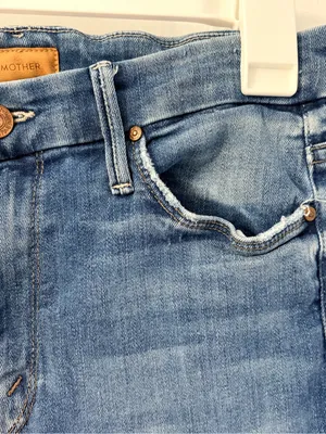 MOTHER Skinny Jeans in Medium Blue Wash thumbnail 5