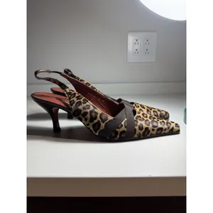 Donald J Pliner Leopard Print Mule Pointed Toe Kitten Heel Fur Size 10 Secretary thumbnail 5